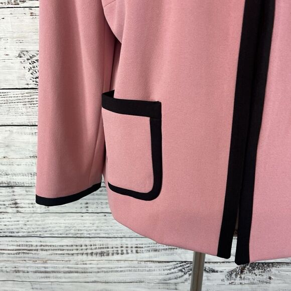 Nine West Blazer Jacket Mauve Pink Black Open Front Career Professional Church - Picture 7 of 10